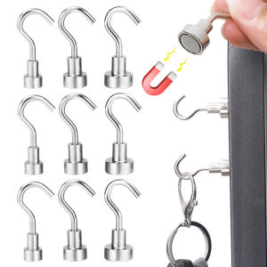 5Pcs Wall NdFeB Strong Magnetic Hooks Multi-Purpose Heavy Duty Neodymium Magnet Hook Kitchen Bathroom Storage Keys Hanging Holder