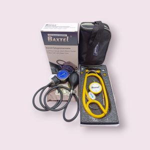 Baxtel Aneriod Sphygmomanometer Blood Pressure Monitor With Yellow Deluxe Stethoscope