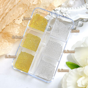 1Box 3D Minimalist Mini Steel Bead Alloy Nail Charms Multiple Sized Gold Silver Steel Ball Nail Art Decorations for DIY Manicure