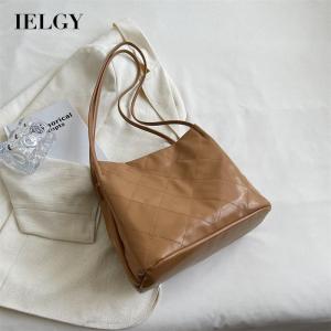 IELGY womens retro large capacity commuter rhombus shoulder bag
