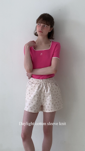 [KOREAN BRAND - VANILLA KNIT] Daylight 100% Cotton Womens Knitted Top - Short Sleeve Korean Style
