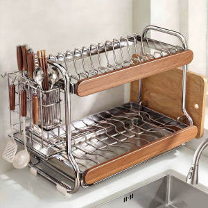 Dish Draining Organizer Storage Rack Stainless Steel
