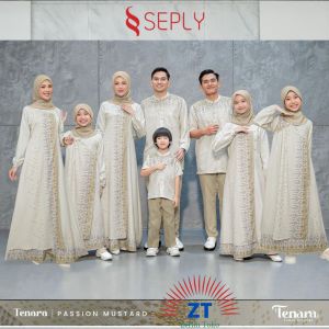 Sarimbit Seply Terbaru 2026Tenara Passion Mustard - Family Set Gamis Dewasa Model One Piece Busui Friendly - Celana Dress