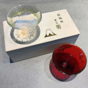 INS Zuomu Handmade Crystal Glass Gold Foil 8000 Generation Sake Cup Mt. Fuji Cup Blessing Cup Gift Box Wine Glass