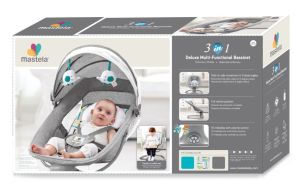 Mastela 3-in-1 Baby Soother Swing - Electric Auto Swing Bassinet with Music Toys & Mosquito Net"