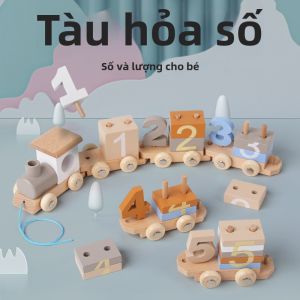 Educational Magnetic Wooden Train & Number Blocks Building Toy for Toddlers