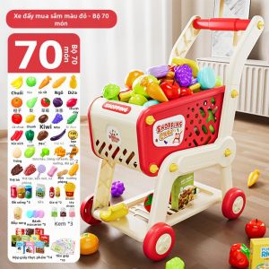 TonGJishi | Bộ Đồ Chơi Thực Phẩm Giáo Dục Montessori Kèm Xe Đẩy Siêu Thị