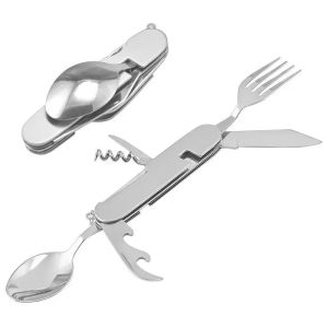 Foldable Camping Utensil Set - Multi-Functional Knife Fork Spoon Combo for Outdoor Activities and Sports Camping Picnic Travel
