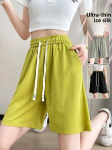 LANGPIN | Ice Silk Running Sports Pants High Waist Five Inches Thin Ladies Summer Loose Fit Short Shorts Slimming Effect Straight Leg