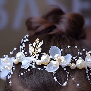 GTB Headpiece Bunga Mutiara Princess Putih Mahkota Mutiara Aksesoris Rambut A186