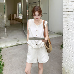 YINLUOYA | ชุดสองชิ้นฤดูร้อนสำหรับผู้หญิง ชุดทำงานสุดเก๋ไก๋ ชุดทำงานสไตล์เกาหลี ชุดทำงานลำลอง ชุดทำงานคอตั้ง