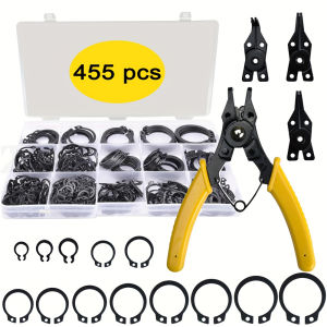 Multifunctional 4-In-1 Circlip Pliers Set Snap Ring Pliers Multi Crimp Removable Plier Head Retaining Circlip Pliers Hand Tools