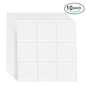 10pcs 3D Grid Version Peel And Stick Tile Thickened Square Waterproof 3D Kitchen Bathroom Wall Decals for Home Decoration