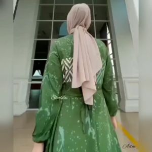 GREEN DIAMOND DRESS GAMIS TWILL RAYON CANDI MEKAR GAMIS BATIK CAP PEKALONGAN BATIK SHALDA
