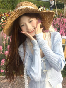 เสื้อสเวตเตอร์ถักแขนยาวลายลูกไม้สไตล์เกาหลีสำหรับผู้หญิง ฤดูใบไม้ผลิ 2025 เสื้อสเวตเตอร์ถักแขนสั้นแบบสองชิ้นปลอม ทรงเข้ารูป ปกติ