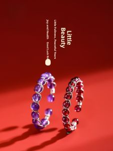 Pudao Mountain Purple Quartz Tourmaline Ring for Women Simple Design Open Finger Ring Middle Finger Ring Fashion Jewelry