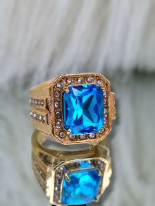 Cincin pria t0pas  ring gold titanium permata keliling mempesona