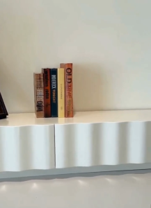 Nordic Cream Style Wavy Design TV Cabinet and Coffee Table Matching Set Multi-scene Living Room Furniture