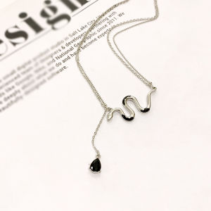 South Korea Stylish Snake-Shaped Necklace Cool Handsome Hip Hop Style Sweater Chain Temperament Water Drop Tassel Clavicle Chain Female