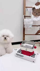 wen.W2 ชามใส่อาหารสัตว์เลี้ยง สแตนเลสยกสูงป้องกันการสำลักอาหาร ชามอาหารสัตว์ทรงยกสูง