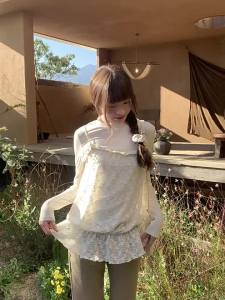 Spring Simple Laid-Back Casual Lace Knitted Sweater