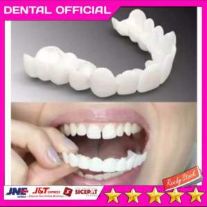 Lengkap 1 set Gigi Palsu Snap on smile 100%Original Gigi putih Aman 1 Set atas Bawah Kuat untuk makan daging