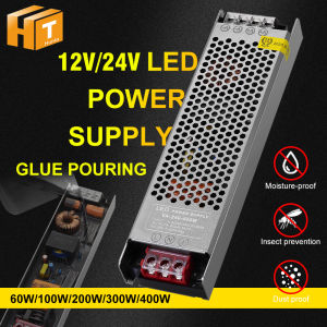 DC12V 24V Glue Pouring LED Power Supply 60W 100W 200W 300W 400W Reinforced Lighting Transformers For LED Strip