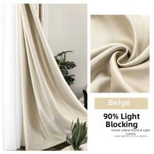 Silk-like Full Blackout Finished Curtains Easy Install