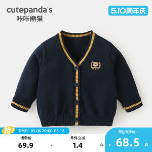 Cute Baby Boys Girls College Style Casual Open Cardigan Spring Autumn New Fashion Childrens Top Cotton V-neck Single Button