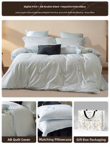 JIEMAIYA | Long Staple Cotton Satin Embroidered Four-Piece Bedding Set