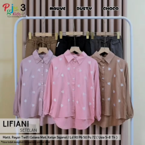 COD Setelan Atasan Kemeja Lengan Panjang Dan Celana Panjang Katun Anak Perempuan 5-8T Lifianii Set