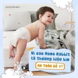 Bỉm tã quần Momo Rabbit Premium Baby Diaper cho bé L28 XL22 XXL18 siêu thấm hút - Monnie Kids
