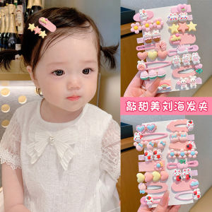 Girls Cartoon Hair Clips Pink Series Duckbill Side Edge Hair Accessories Childrens Hairpins Front Bangs Clips Sweet Style