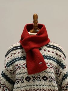 Warm Knitted Small Scarf for Women Easy to Style Containing Wool Red Crossbody Neck Protection Simple Versatile Spring Autumn
