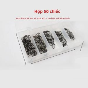 50/100 Chiếc Đóng Hộp Barbel Link Connectors Xoay Chân Câu Cá Kiểu Mỹ Giải Quyết Phụ Kiện # 4 # 6 # 8 # 10 # Thép Carbon 12