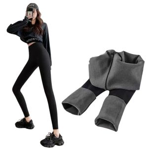 Quần Capri Yoga Lưng Cao Bằng Da Cá Mập Mỏng Mùa Xuân Thu Có Lót Lông Cừu Barbie Quần Bó Nâng Hông Giảm Béo