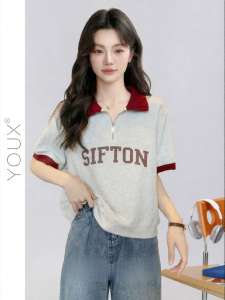YOUXIANG | Áo Thun In Chữ Phong Cách Retro