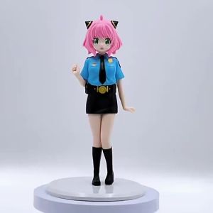 Bandai | 20-21cm Anime Figurine SPY×FAMILY Bunny Girl Police Uniform Anya Forger Action Model Pvc Toy Collection Desktop Accessories Gift