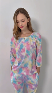 Bộ dài thun cotton cổ tròn mặc nhà - 40407