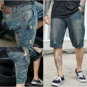 Celana Pendek Celana Pendek Denim Shortpants Pria Jeans Sobek Celana Reguler Pria Jeans Pendek Robek