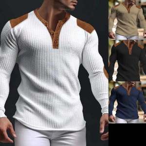 2024 Cross-Border Hot Selling 3D Breathable Men Casual Sweatshirt Fall V-neck Tops Hot Buckle In Stock