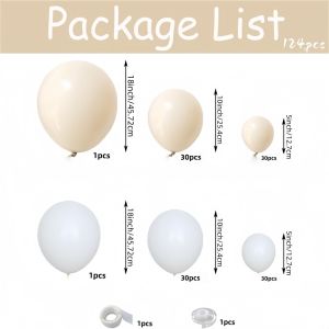 124Pcs Bohemian Wedding Balloon Arch Set Baby Shower Balloon Garland Kit White Wedding Theme Party Birthday Party Baby Shower Party Decorations