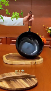 [With lid wooden lid/glass lid] Japanese cast iron pot thickened Yuanbao pot frying boiling and stir-frying multi-purpose pot household stew pot soup pot non-stick pan Periuk Perut Besar pot