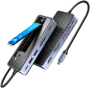 ORICO M.2 SSD Enclosure with Docking Station USB C 10Gbps PD 100W RJ45 SD/TF 4K HDMI for Laptop