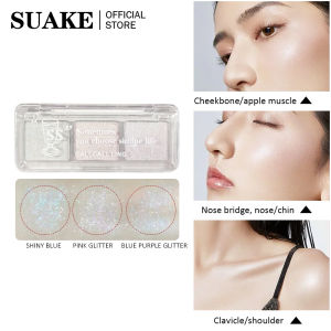 SUAKE 3 Colors Eyeshadow Palette Highlighter Glitter Matt Waterproof Long-lasting Eyeshadow Palette Eye Makeup