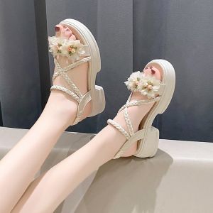 Roman Sandals Womens Summer 2025 Fashionable Versatile for Skirts Gentle Personality Internet Celebrity Thick Heel Covered Sandals
