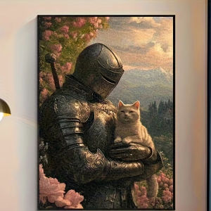 500 1000 1200 2000pcs Jigsaw Puzzle Majestic Knight And Cat Scene Medieval Fantasy Art For Adults Family Fun Brain Teaser Gift