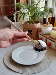 (ชุด 10 ชิ้น) ช้อนด้ามยาวช้อนขนมหวานของใช้ในบ้าน ช้อนทุบสแตนเลส 304