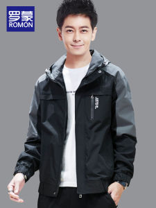 Romon Mens Hooded Jacket Stylish Casual Workwear Youthful Handsome Spring Autumn New Arrival Fashionable Urban Polyester Fiber