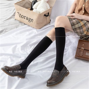 White Velvet over Knee Socks Thin Spring Summer Womens Black JK High Tube Socks Pure Desire White Silk Home Comfort Stockings